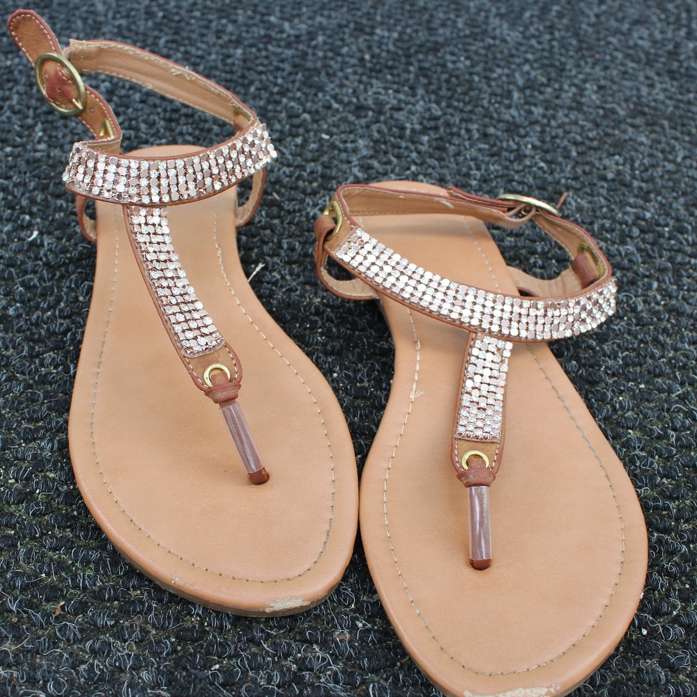 Bejeweled Brown Sandals